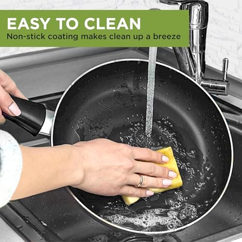 Ecolution Easy Clean Ceramic Nonstick Cookware Set, Dishwasher Safe Kitchen Pots and Pans Set, Comfort Grip Handle, Even Heating