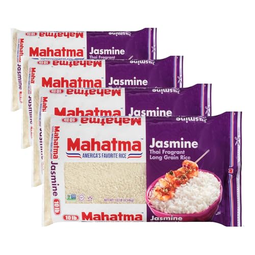 Mahatma Jasmine Rice, Fragrant Thai Rice, 5-Pound Bag | Aromatic rice for stovetop or microwave, quick and easy to cook, gluten-free, vegan, kosher, non-GMO, bulk bag