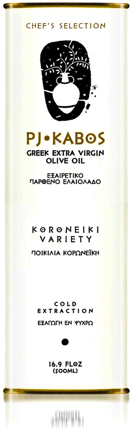 P.J. KABOS 2025/26 Harvest, Everyday Greek Extra Virgin Olive Oil, Kosher, Greece, Cold Extracted, 16.9 oz Tin, Koroneiki