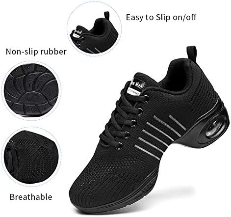 Slow Man Women's Jazz Shoes Lace-up Sneakers - Breathable Air Cushion Lady Split Sole Athletic Walking Dance Shoes Platform