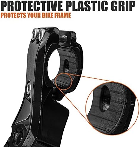 BV Rear Bike Stand for 24"-28" Bikes - Adjustable Bike Kickstand for Adult Bike with 8 Height Levels, Non-Slip Foot & Clamp Grip (Black, Capacity 55 lbs, Single Mount)