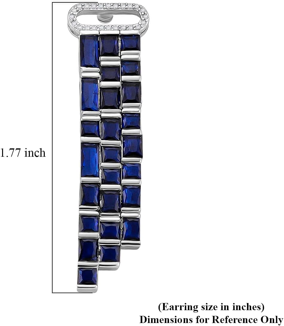 Blue Glass and Cubic Zirconia Earrings in Silvertone
