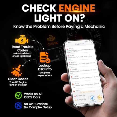 ANCEL BD310 Bluetooth OBD2 Scanner, 2-in-1 Car Diagnostic Scan Tool & Code Reader with App, Battery Test, Trip Analysis, Performance Test
