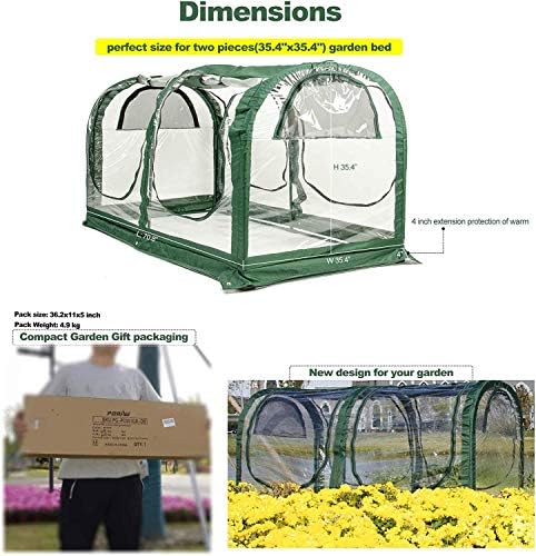 Porayhut Portable Greenhouse Tent, Easy Set-Up Gardening Flower House & Plant Sunshine Room with PVC Cover