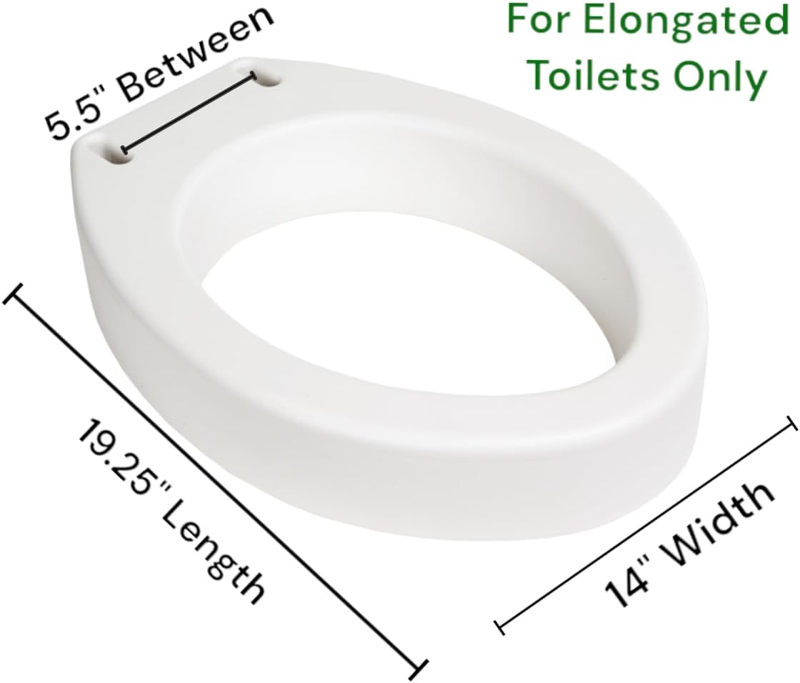 Essential Medical Supply Toilet Seat Riser for Elongated Bowl with 3.5" Rise - 19 x 14 x 3.5 Inch, Elevating and Raising Toilet Seat for Seniors