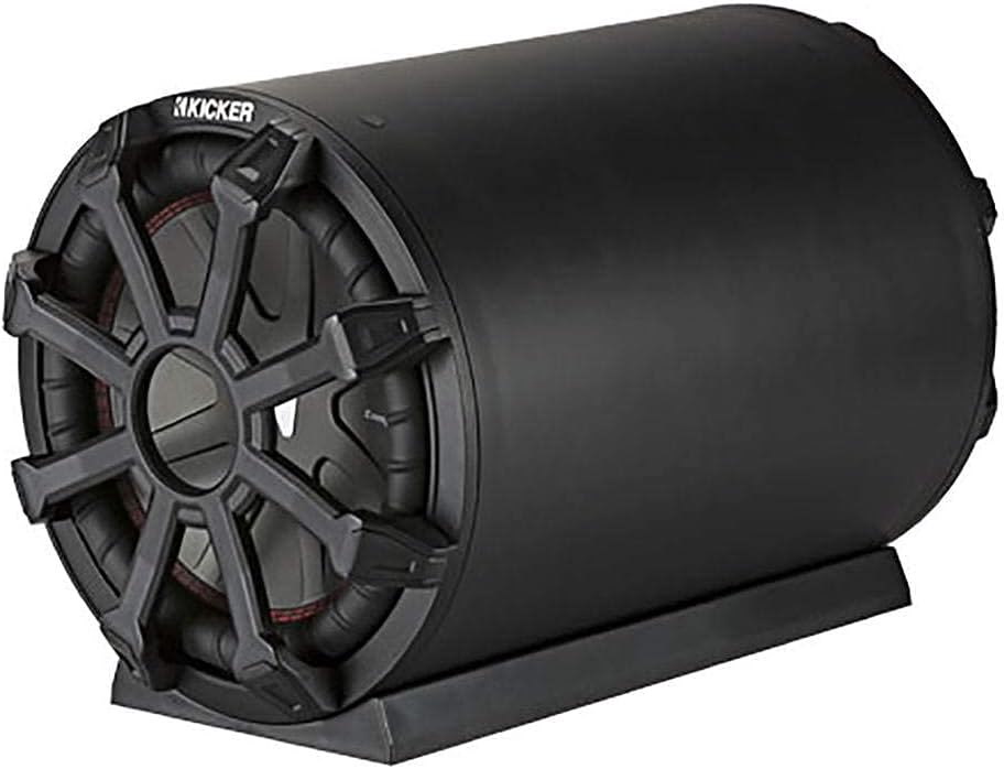 KICKER CWTB 10 Inch Ultra Deep Loaded Trunk Mounted Tube Sub Speakers, Black (Renewed)