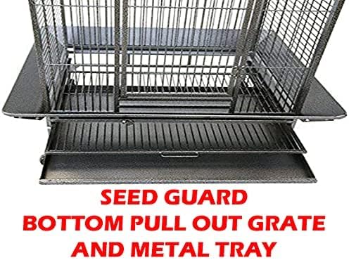 Extra Large Wrought Iron Open/Close Play Top Bird Parrot Cage, Include Metal Seed Guard Solid Metal Feeder Nest Doors Overall Dimensions: 35.25" Wx29.5"x62"H(with Seed Skirt)