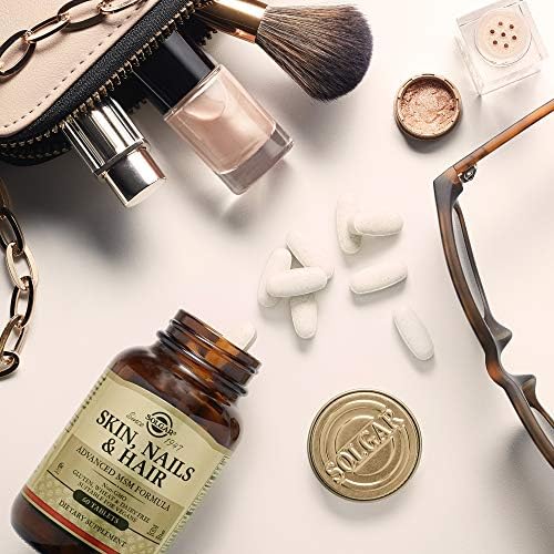 Solgar Skin, Nails & Hair, Advanced MSM Formula, 120 Tablets, Non GMO | Supports Collagen for Hair, Nail and Skin Health, Provides Zinc, Vitamin C & Copper, Vegan, Gluten & Dairy Free - 60 Servings