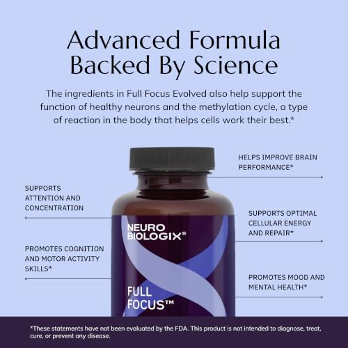 Neurobiologix Full Focus, Brain & Mood Support Supplement, 90 Capsules | Memory & Cognitive Function, Green Coffee Bean, Bacopa & SAM-E