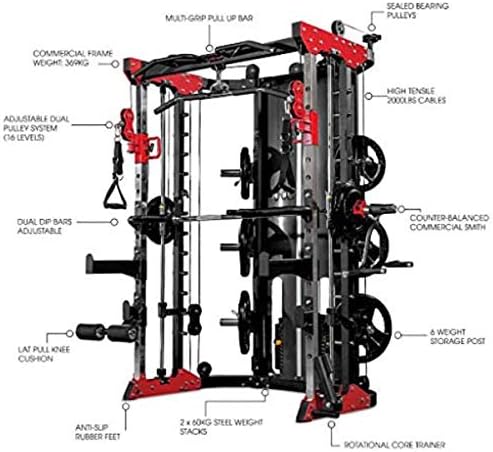Smith Machine, Cables with Built in 160 kg Weights