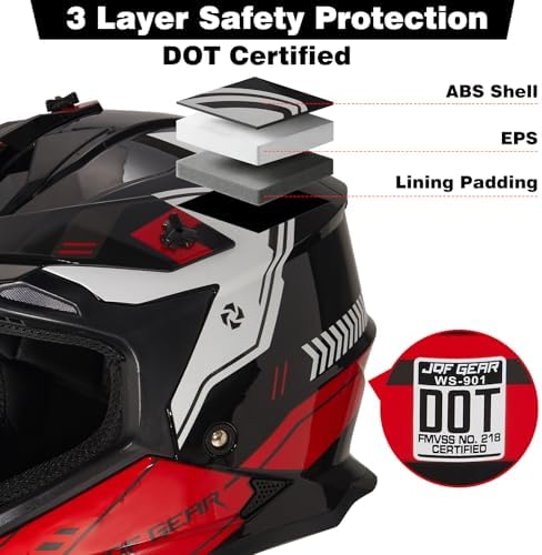 Adult Dirt Bike Helmet DOT Approved,WS901 Full Face Motocross Set | Includes Goggles Gloves,adjustable visor and washable liner for UTV MX Dirtbike ATV OffRoad