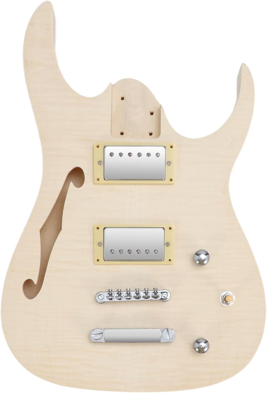 DIY Electric Guitar Kit Beginner Kit with Flamed Maple Veneer Top | 6 String, Right Handed, Basswood Body, Hard Maple Neck, Rosewood Fretboard