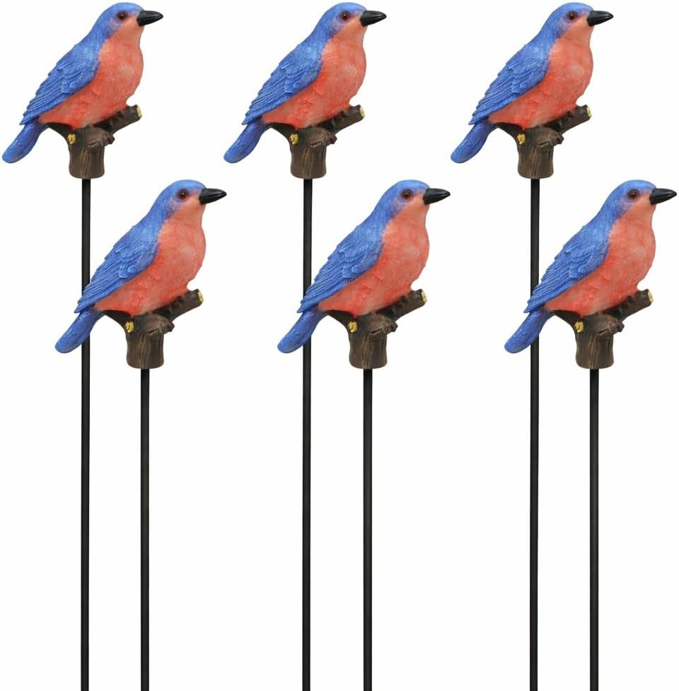 Bluebird Garden Stakes Set of 3 – Decorative Metal Yard & Plant Stakes – Bluebird Outdoor Décor for Flower Pots