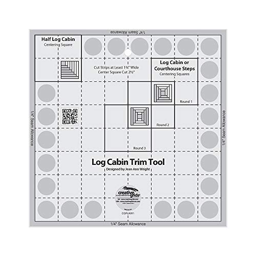 Creative Grids Log Cabin Trim Tool Quilt Ruler – CGRJAW1 – Made in USA, 8-1/2in x 8-1/2in, Non-Slip Grip Acrylic Quilting, Sewing, Crafting