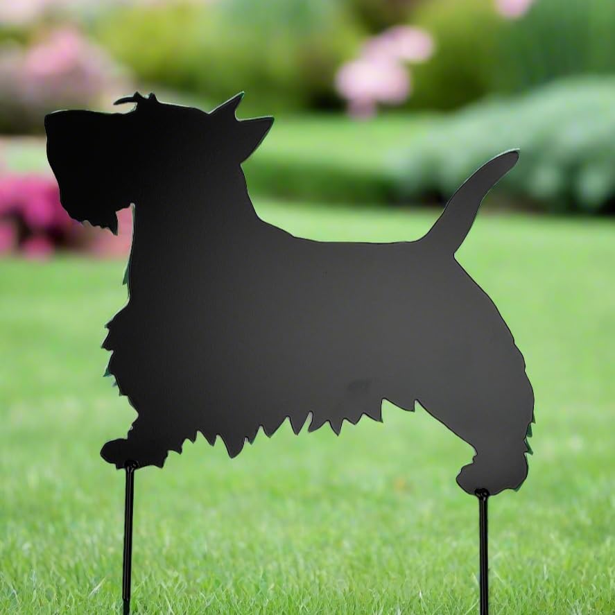 Scottish terrier scotty dog metal art yard stake powder coated black