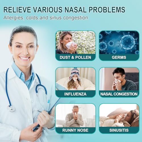 Nasal Irrigation System with 30 Saline Packets Nasal Care, Sinus Rinse Machine, Nasal Rinse Machine, Nasal Cleaner with Auto Waste Collection Function for Sinus, Nasal Allergies - Green
