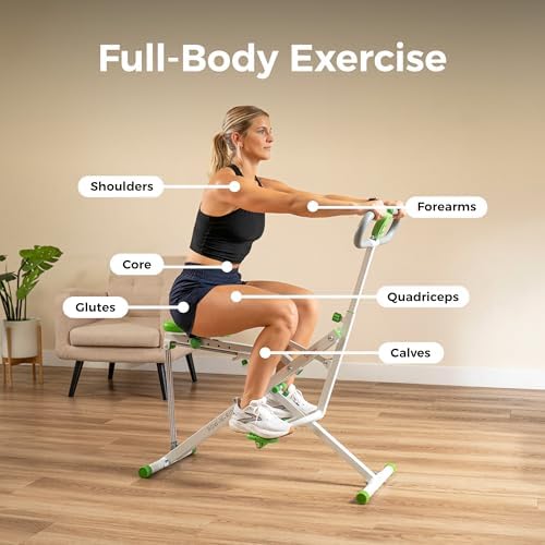 Sunny Health & Fitness Smart Row-N-Ride Glute & Leg Trainer, Foldable Squat Assist Rower with Exclusive SunnyFit App Connection