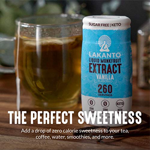 Lakanto Liquid Monk Fruit Extract Drops, Original, 1.76 Fl Oz | Erythritol Free Sugar Substitute Sweetener, For Coffee, Tea, Smoothies, Oatmeal, Yogurt, Cocktails, Zero Sugar, Vegan, Keto