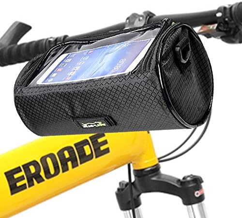 Bike Handlebar Bag, 6 inch Transparent Pouch | Waterproof Phone Cycling Mount Front Bags, Bicycle Storage Bag with Removable Shoulder Stra