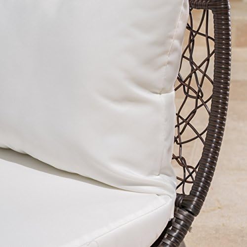 GDFStudio Outdoor Wicker Overhead Canopy Daybed Water Resistant Cushion (Grey/White)