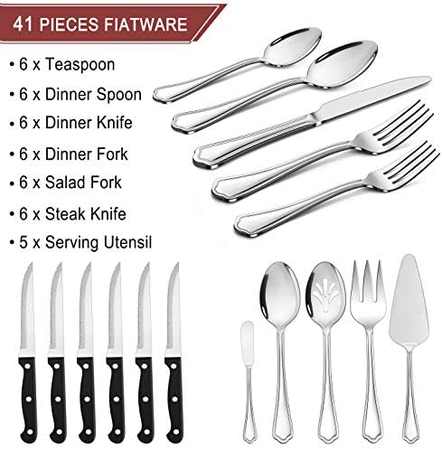 LIANYU 77-Piece Silverware Flatware Set for 12, Stainless Steel Cutlery Set