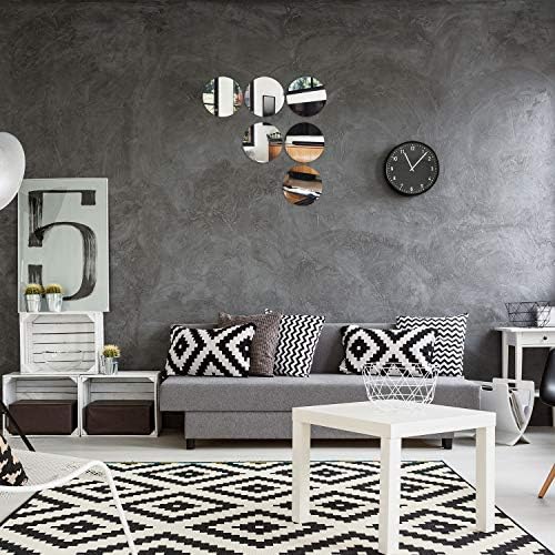 Aneco Acrylic Round Mirrors Non Glass Round Mirror Plate Self Adhesive Mirror Stickers for Home Wall Decor or Wedding Table Centerpiece