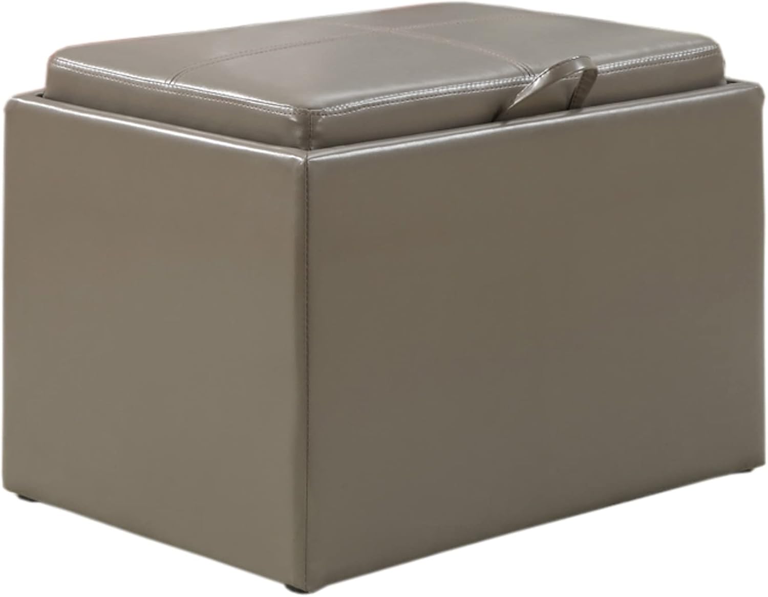 Convenience Concepts Designs4Comfort Accent Storage Ottoman 22.75" - Modern Foot Stool with Decorative Tray for Living Room, Dining Room, Office, Blue Faux Leather