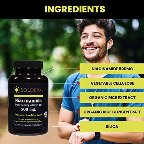 Niacinamide Non-Flushing Vitamin B3 Supplement | Vegetarian and Gluten-Free Vitamin Niacinamide Tablets with Vegetable Cellulose Casings | Promotes