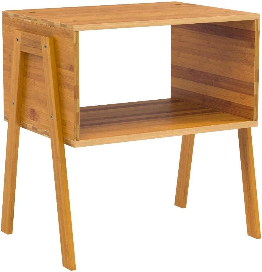 Pipishell Nightstands Set of 2, Bamboo Stackable Bedside Table, Night Stands with Storage Shelf, Small Bed Side Tables, 2-Tier End Table for Bedroom