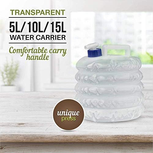 Collapsible Water Container, 5L 10L 15L Portable Folding Water Carrier with Tap, BPA Free Water Carrier Tanks - Water Storage for Camping, Hiking