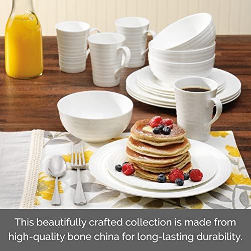 Mikasa Ciara 16 Piece Bone China Dinnerware Set, Service for 4, Lightweight and Durable Plates Bowls and Mugs