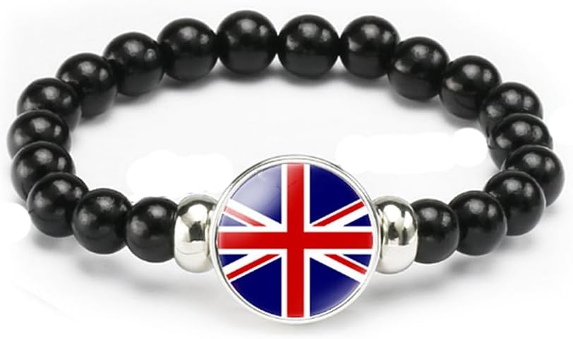vmcoatdu National Flag Bracelet Elastic Rope Beaded Bracelet Support Your Country Travel Souvenir Gifts for Men Women