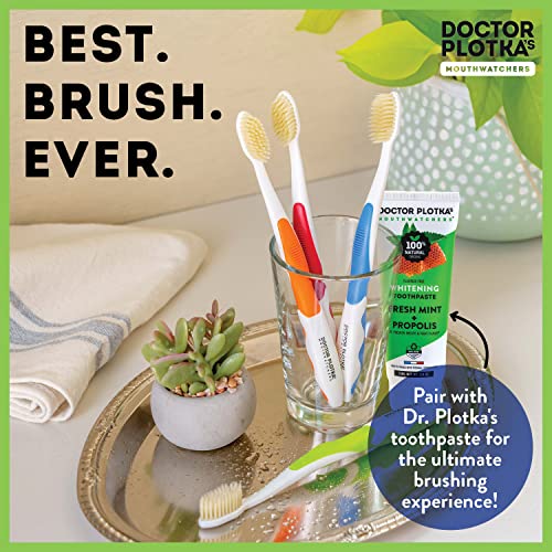 MOUTHWATCHERS Soft Flossing Toothbrushes for Adults, Value 6 Pack, Ultra Clean Manual Toothbrush Set for Sensitive Teeth & Gums, by Dr. Plotka