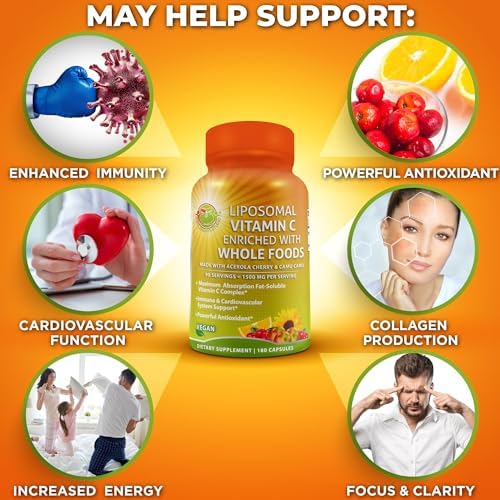 Liposomal Vitamin C Supplement 1500mg with Organic Acerola & Camu Camu