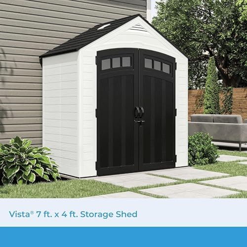 Suncast 7' x 4' Vista Vertical Storage Shed, with Floor, Double Doors