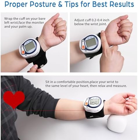 LotFancy Kids Wrist Blood Pressure Monitor for Home Use, BP Cuff 5”-8” for Small Adult, Digital Automatic Blood Pressure Cuff 60 Readings, 1 User