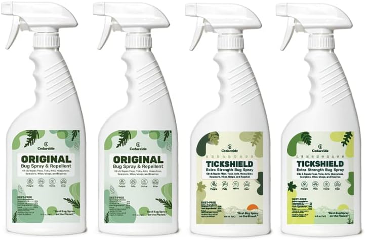 Cedarcide Original & Tickshield Family Pack | Natural Cedar & Lemongrass Oil Bug Spray | Eco-Friendly
