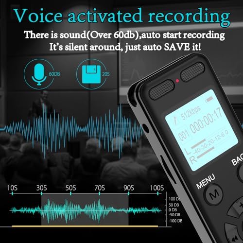 136GB Digital Voice Recorder Voice Activated Recorder for Lectures Meetings - aiworth 9860 Hours Sound Audio Recorder Dictaphone Recording Device