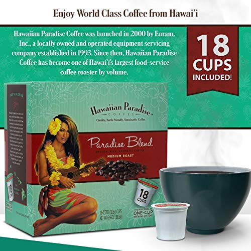 Hawaiian Paradise Coffee Vanilla Macadamia Nut Single Serve Cups 18 Count Medium Roast Sweet Aromatically Flavored - 100% Arabica Beans - Compatible with Keurig K-Cup Brewers