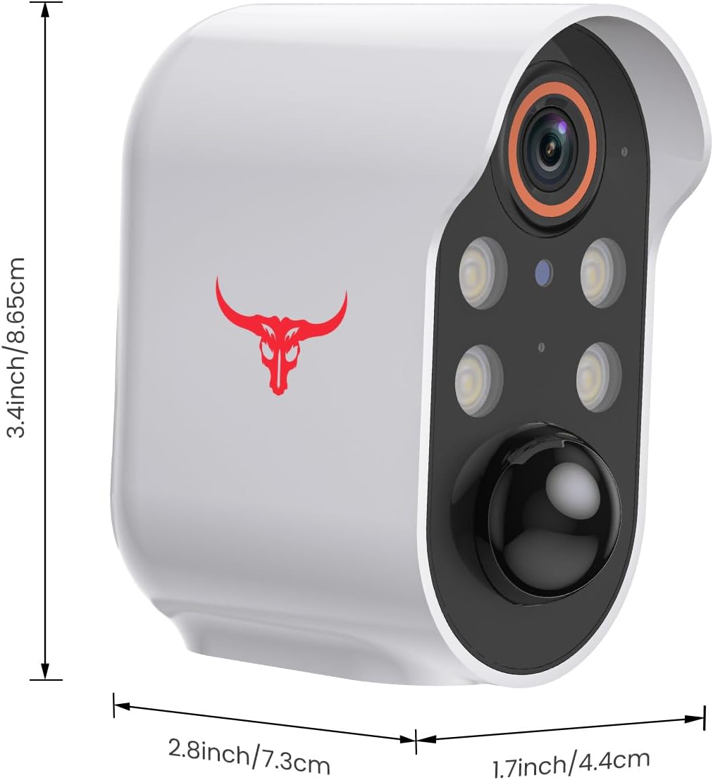 1080P Wireless Security Camera Outdoor, Battery Powered, AI Human Detection, Color Night Vision, 2-Way Audio, IP65 Waterproof, 2.4G Wi-Fi, Cloud Storage (2 Spotlights)