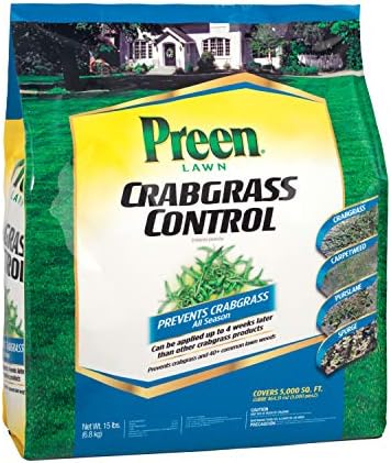 Preen Lawn Crabgrass Control 15 lb. Bag, Covers 5, 000 sq. ft. | Stops crabgrass all season long, Can be applied up to 4 weeks after emergence