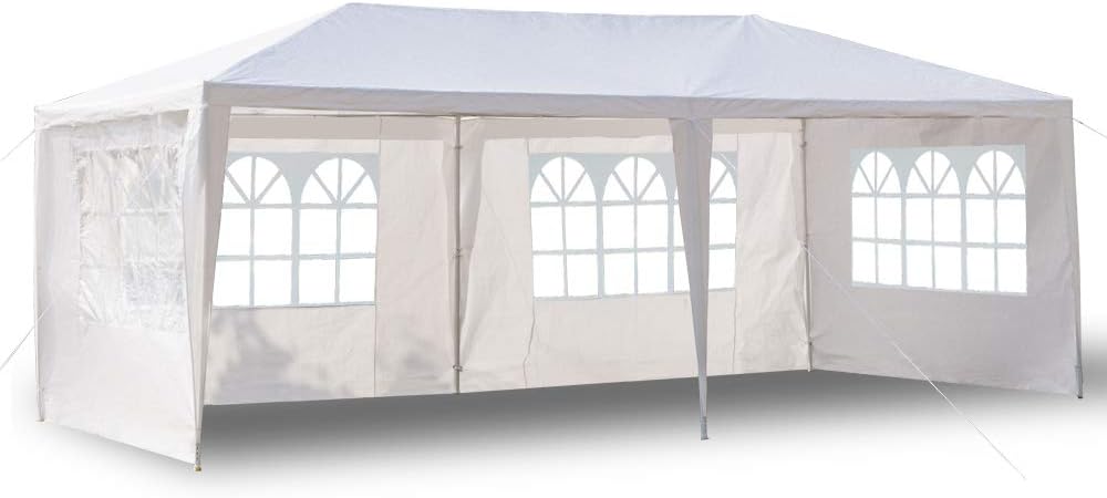 10' x 20' Outdoor Gazebo Canopy Waterproof Party Tent Wedding Canopy with Removable Sidewalls & Brighter Church Windows