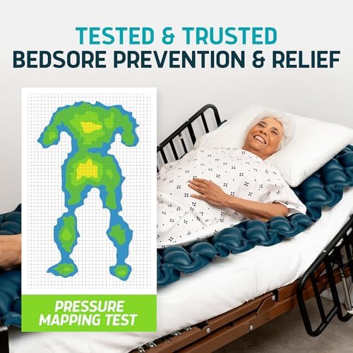 Lunderg PressuRelief Alternating Air Pressure Mattress Pad with Static Mode | With Snap-2-Pad Comfort Layer - Quiet Pump, Comfortable Bed Sore Prevention Mattress Topper for Hospital Bed or Home