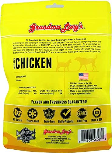 Grandma Lucy's 3 Pack of Freeze-Dried Chicken Single-Ingredient Treats for Dogs and Cats, 4 Ounces Each, Made in The USA