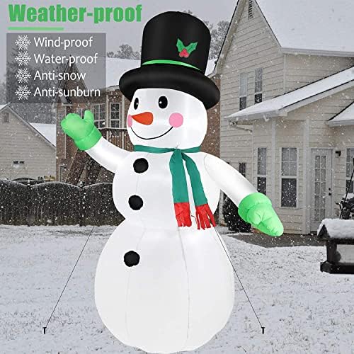 7 FT Christmas Inflatables Snowman Outdoor Yard Decorations, Christmas Blow up Snow Man with LED Lights & Black Hat