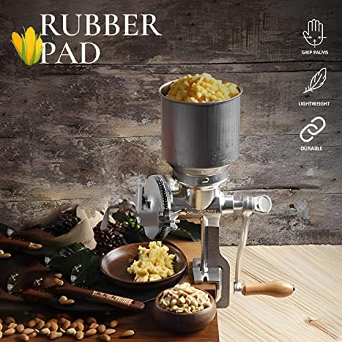 Alpine Cuisine Manual Cast Iron Coffee Grinder 17" High Hopper Multi-Purpose Mill for Corn Nuts Wheat Spices Seed Herbs Heavy Duty for Kitchen Homes