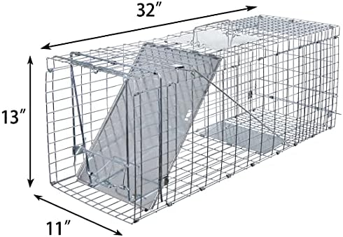 ANT MARCH 32'' Live Animal Cage Trap with Gloves Steel Humane Release