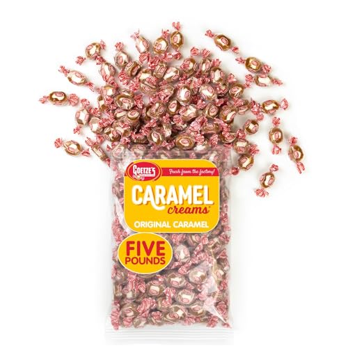 Goetze's Candy Classic Vanilla Caramel Creams, 5 lb Bulk Bag | Individually Wrapped Chewy Caramel & Vanilla Cream Treats, Fresh from the Factory