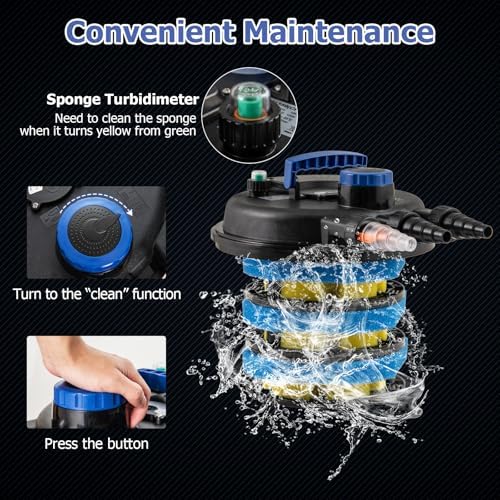 HAPPYGRILL 2642 GPH Pond Filter with 13W UV-C Light & Bio Balls, 4 Adapters