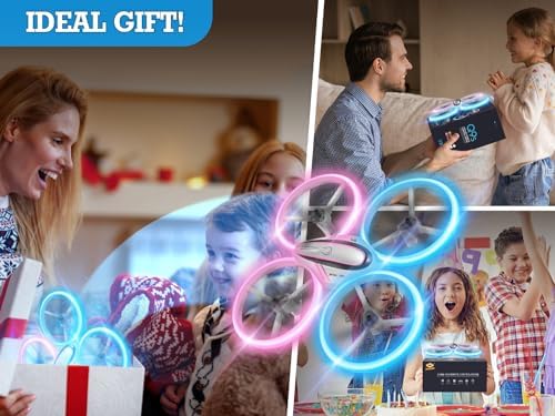 Q9s Drones for Kids,RC Drone with Altitude Hold and Headless Mode,Quadcopter with Blue&Green Light,Propeller Full Protect,2 Batteries and Remote Control,Easy to fly Kids Gifts Toys for Boys and Girls